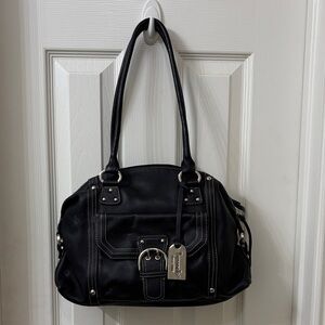 Tignanello Black Shoulder Bag with Silver Details